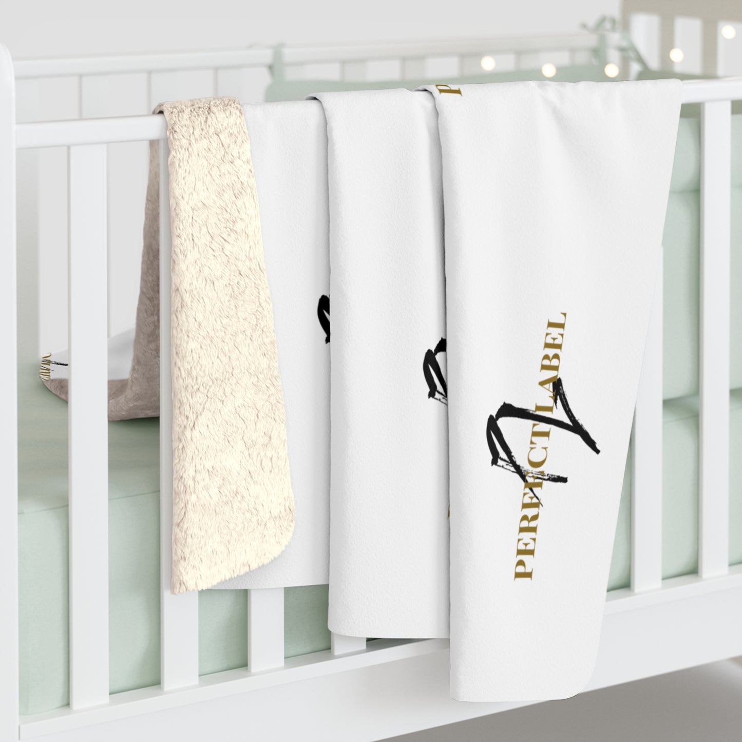 White PL Sherpa Fleece Blanket