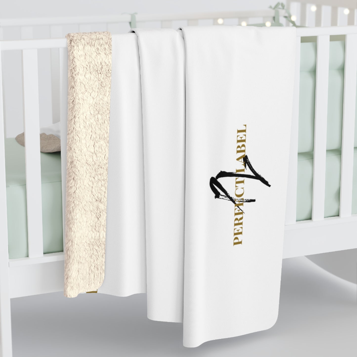 White PL Sherpa Fleece Blanket