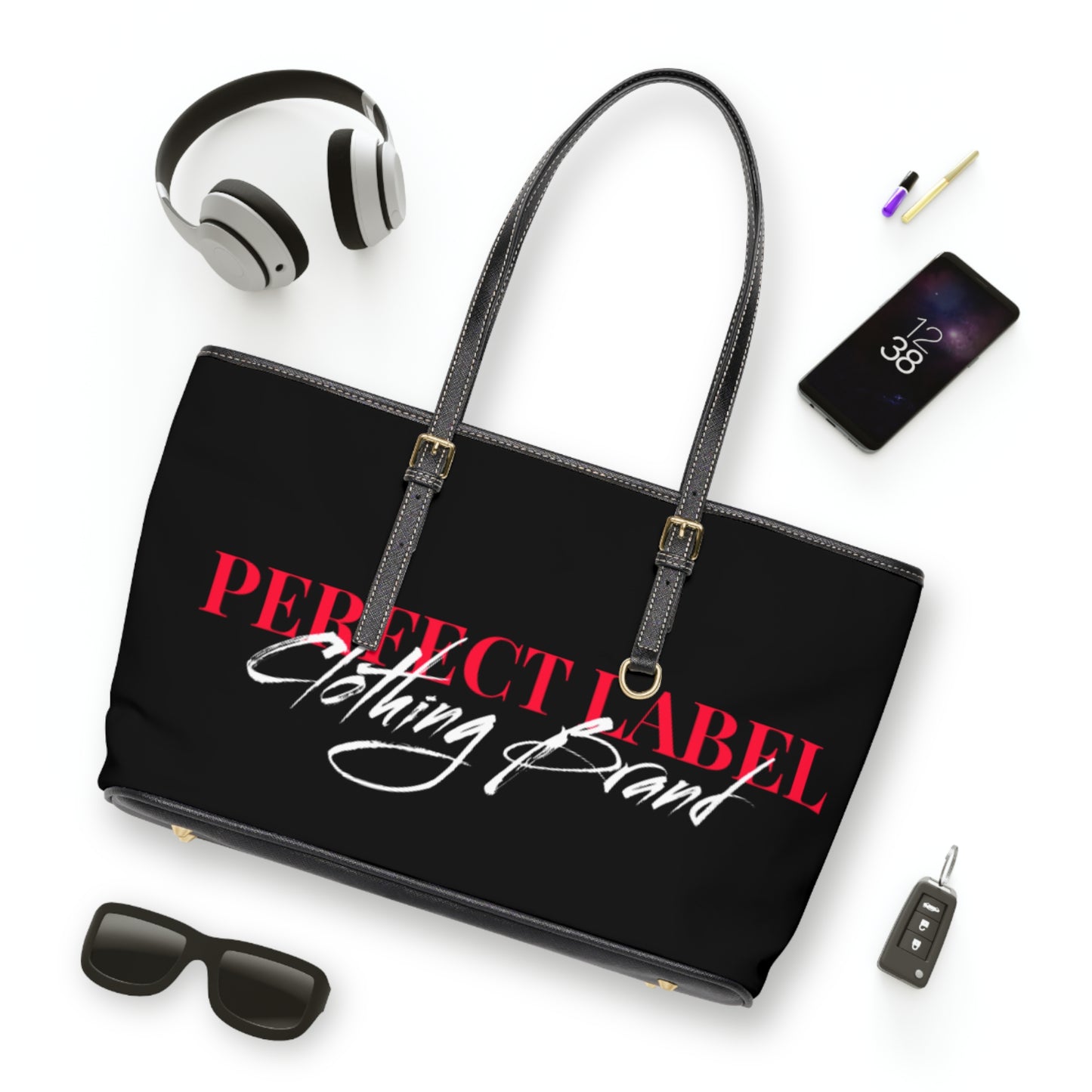 Black PL Leather Shoulder Bag