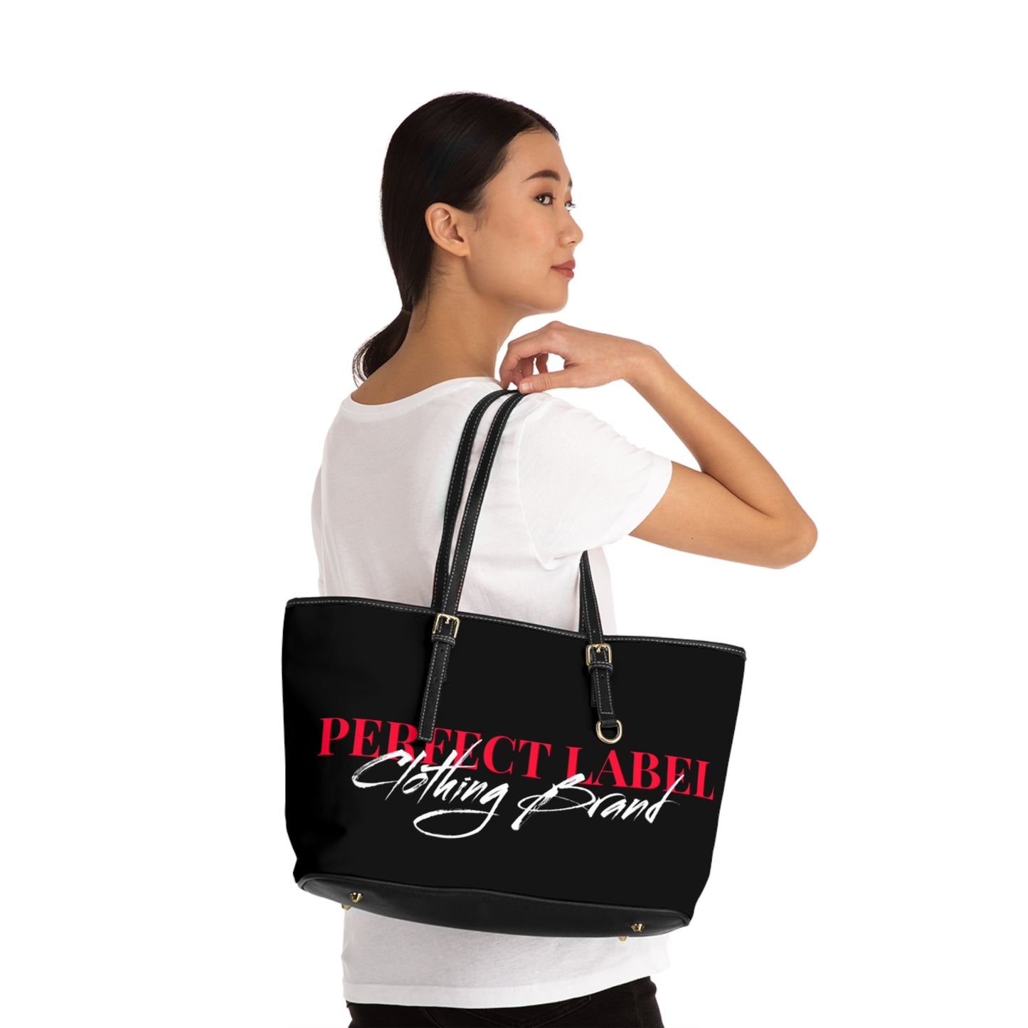 Black PL Leather Shoulder Bag