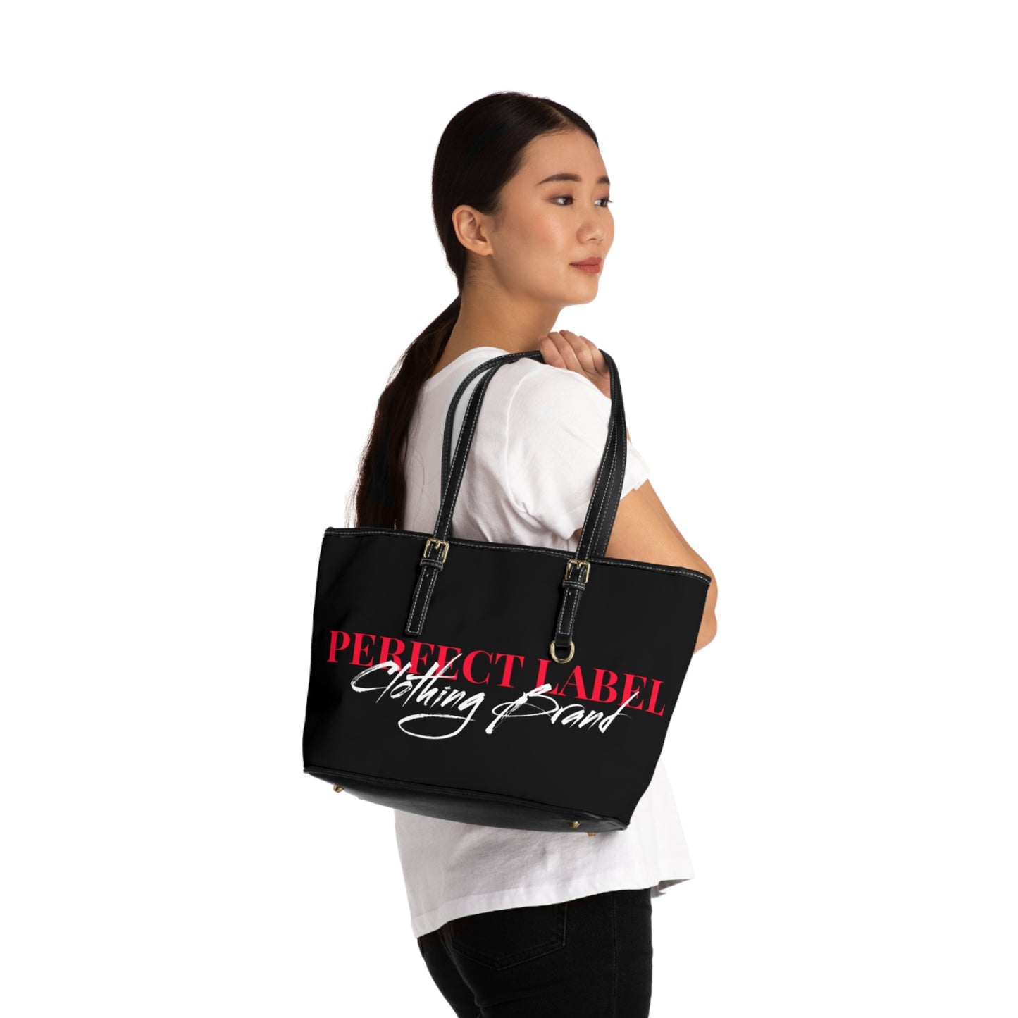 Black PL Leather Shoulder Bag